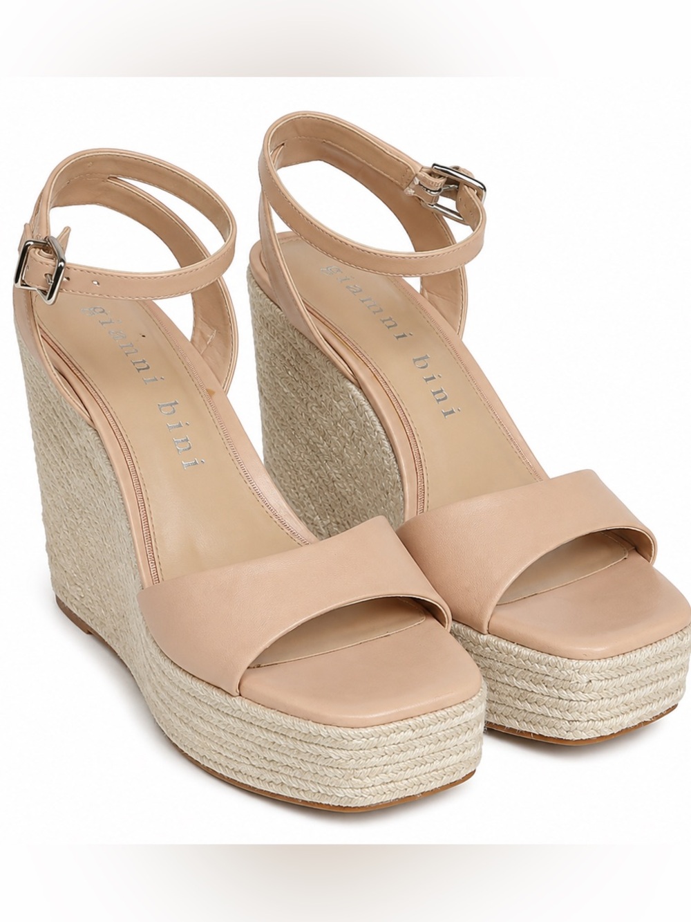 Gianni Bini Nude Espadrille Ankle-Strap Wedge Sandals